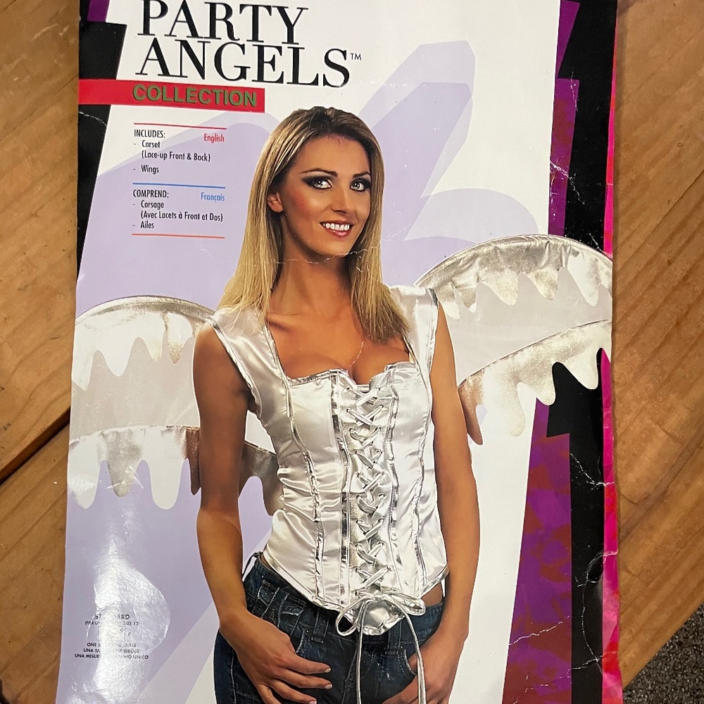 Silver Angel OS Corset with Wings, Hallo, Wand